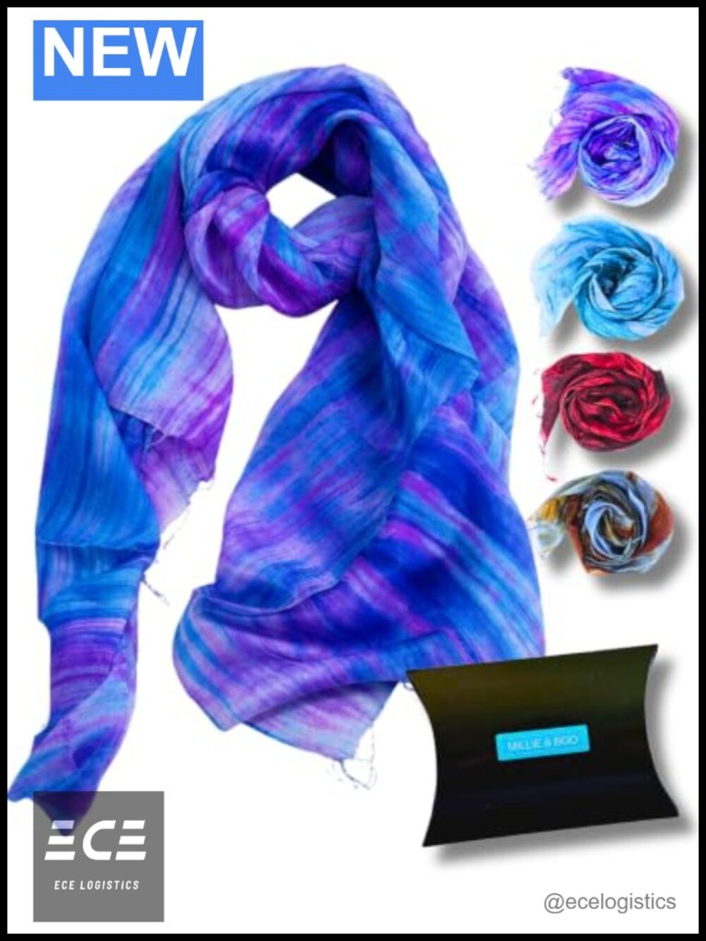 100% Mulberry Silk Scarf 67x29 Lightweight Shawl Wrap Handmade